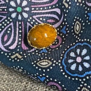 Vintage Amber-Tone Glass Tie Tack Stick Pin | Gold-Tone | Mid-Century